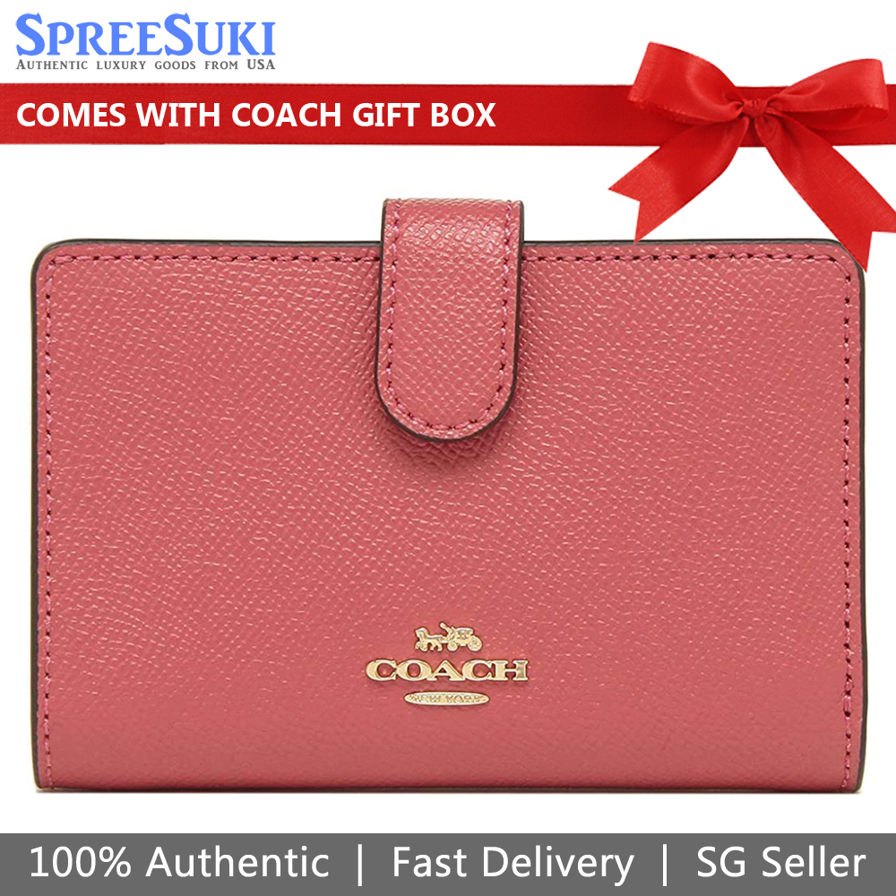 SpreeSuki Coach Medium Corner Zip Wallet Poppy Pink 11484