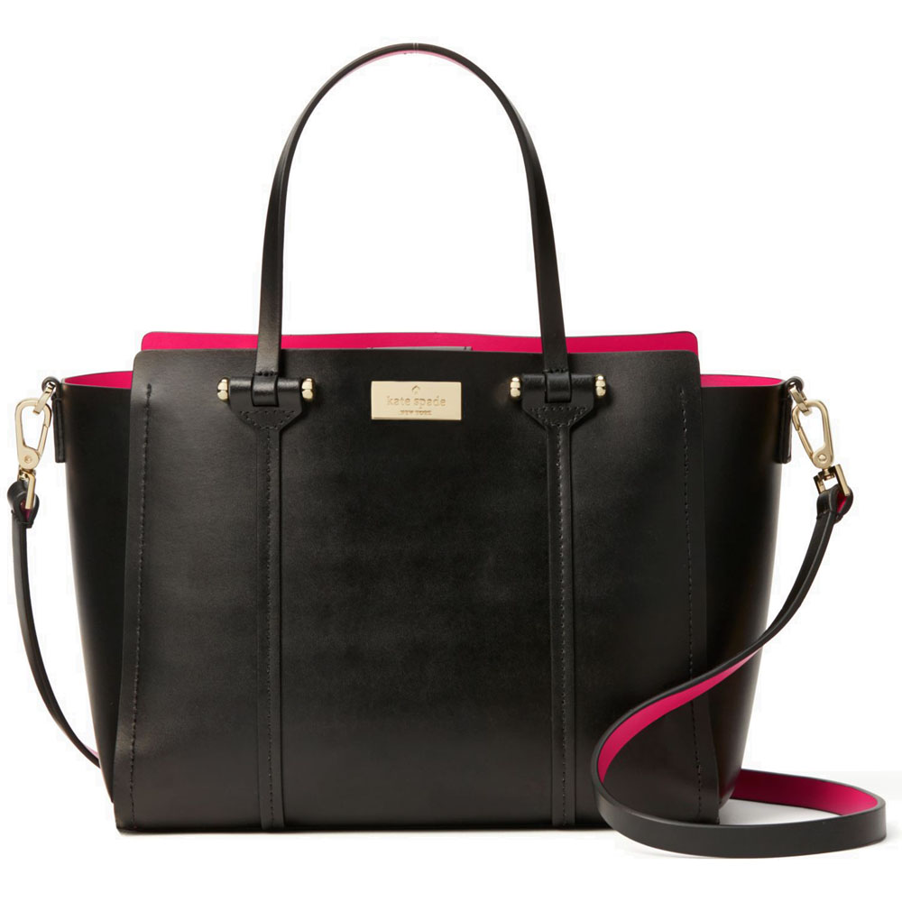 black kate spade purse pink inside